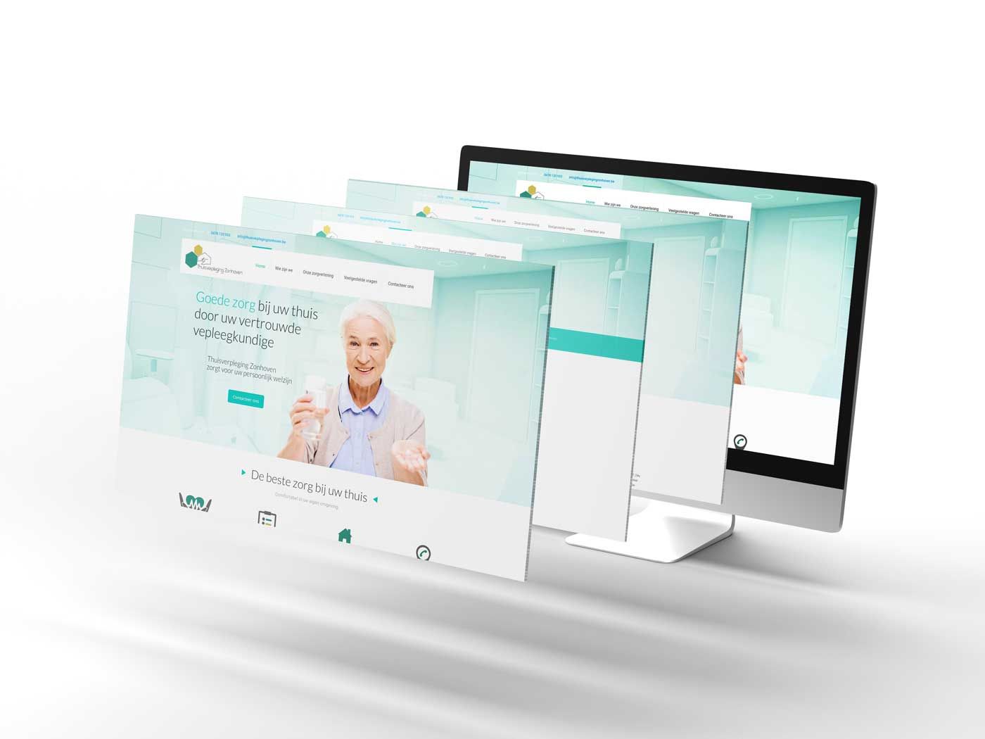 De website van de thuisverpleging op verschillende toestellen