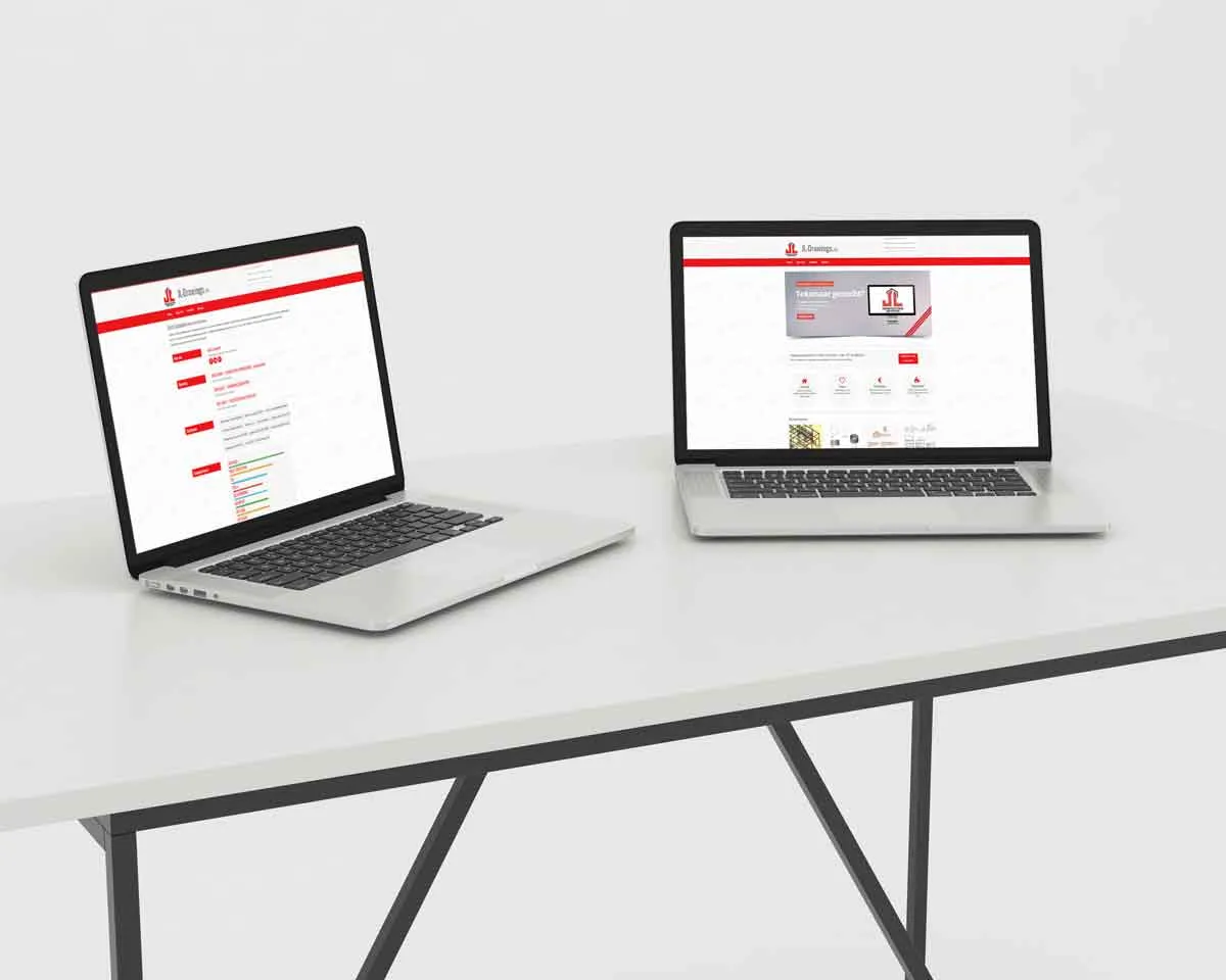 De portfoliosite op een laptop