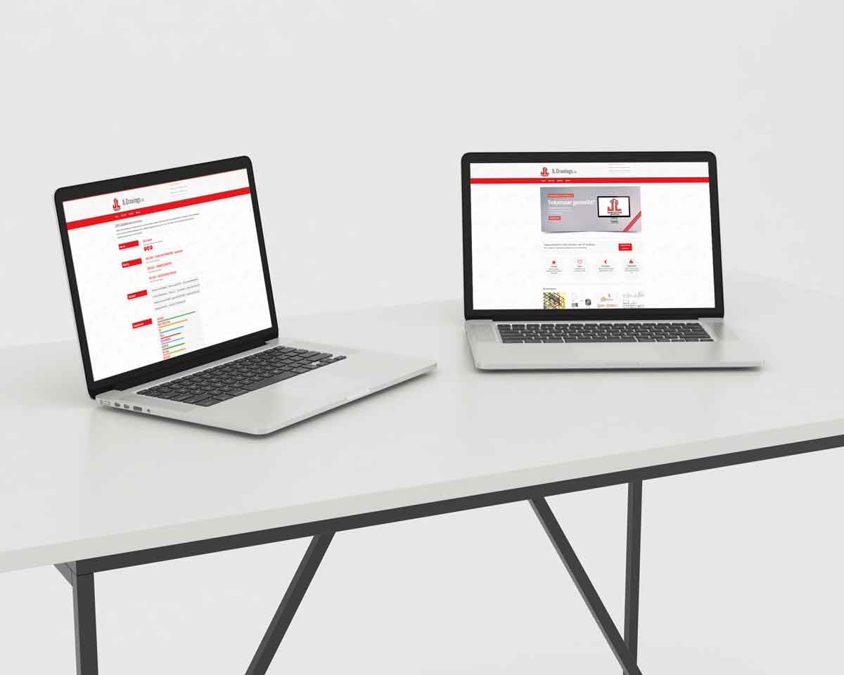 De portfoliosite op een laptop